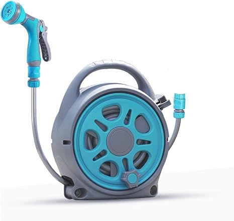Qxheli Hose Pipe Automatic Storage Garden Hose Reel Long Lasting Extension Tube Portable With High Pressure Spray Gun For Car Washing Garden Irrigation Amazon Co Uk Sports Outdoors