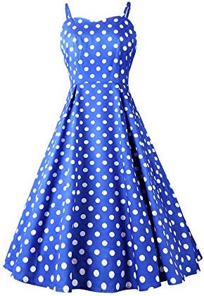 Wellwits Women's Polka Dots Strap Party Vintage Swing A Line Dress