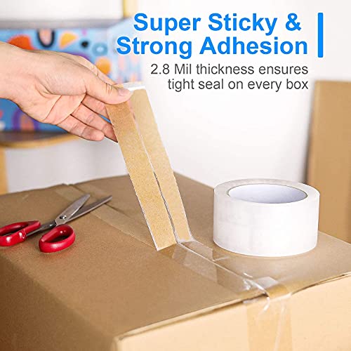ORDORA Packing Tape, 8 Rolls Clear Packaging Tape for Moving Boxes, 520YD Total Super Sticky Shipping Tape Refill Rolls, 2.8MIL Heavy Duty Packing Tape Rolls, 2IN Width Moving Tape, Boxing Tape