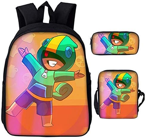 KJHUDD Brawl Stars School Backpack 3D Print Lightweight School Bags Set Bookbags Shoulder Bag Pouch/Pencil Case