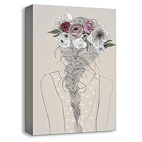Canvas Wall Art Neighbor Girl Abstract Painting Artwork for Home Prints Framed - 12x18 inches