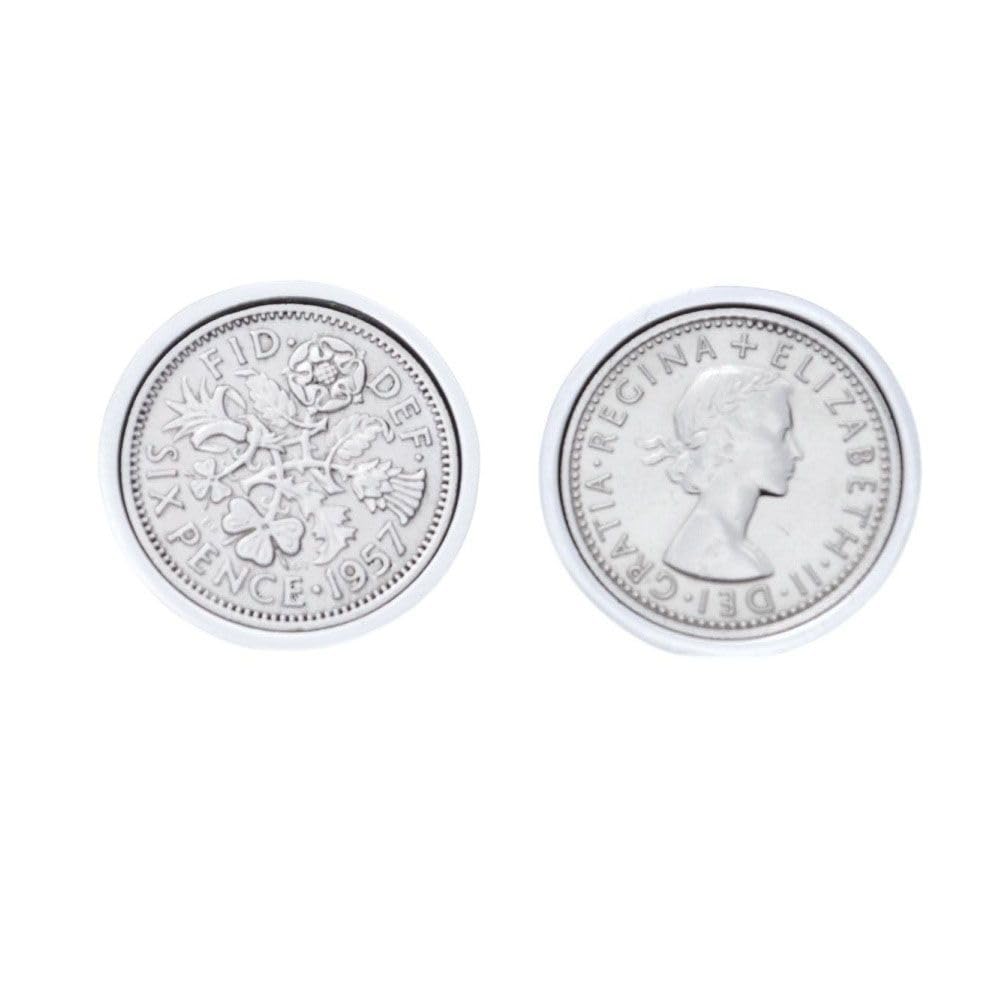 Polished Sixpence Cufflinks | 1957 Anniversary 1957 Coins 69th Birthday