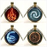 Handmade Avatar the last airbender necklace Avatar 4 Nations symbols necklace Avatar the Last Airbender Jewelry Glass Pendant glass cabochon birthday gift Gifts for her