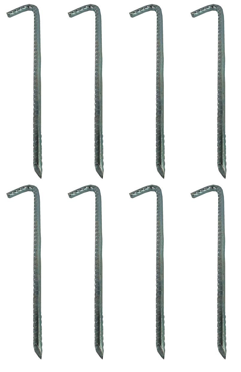Savage Island 290mm x 10mm 8 Pack Galvanised Heavy Duty Steel Ground Stakes/Tent Pegs/Anchor Stakes. Suitable For Marquees, Trampolines, Gazebos, Bouncy Castles, Tents, Polytunnel Greenhouses