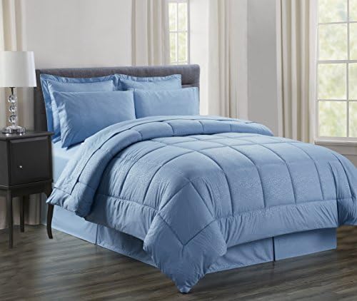 8 Piece Vine Down Alternative Bed in a Bag, Bedding Set (King, Ocean Blue)