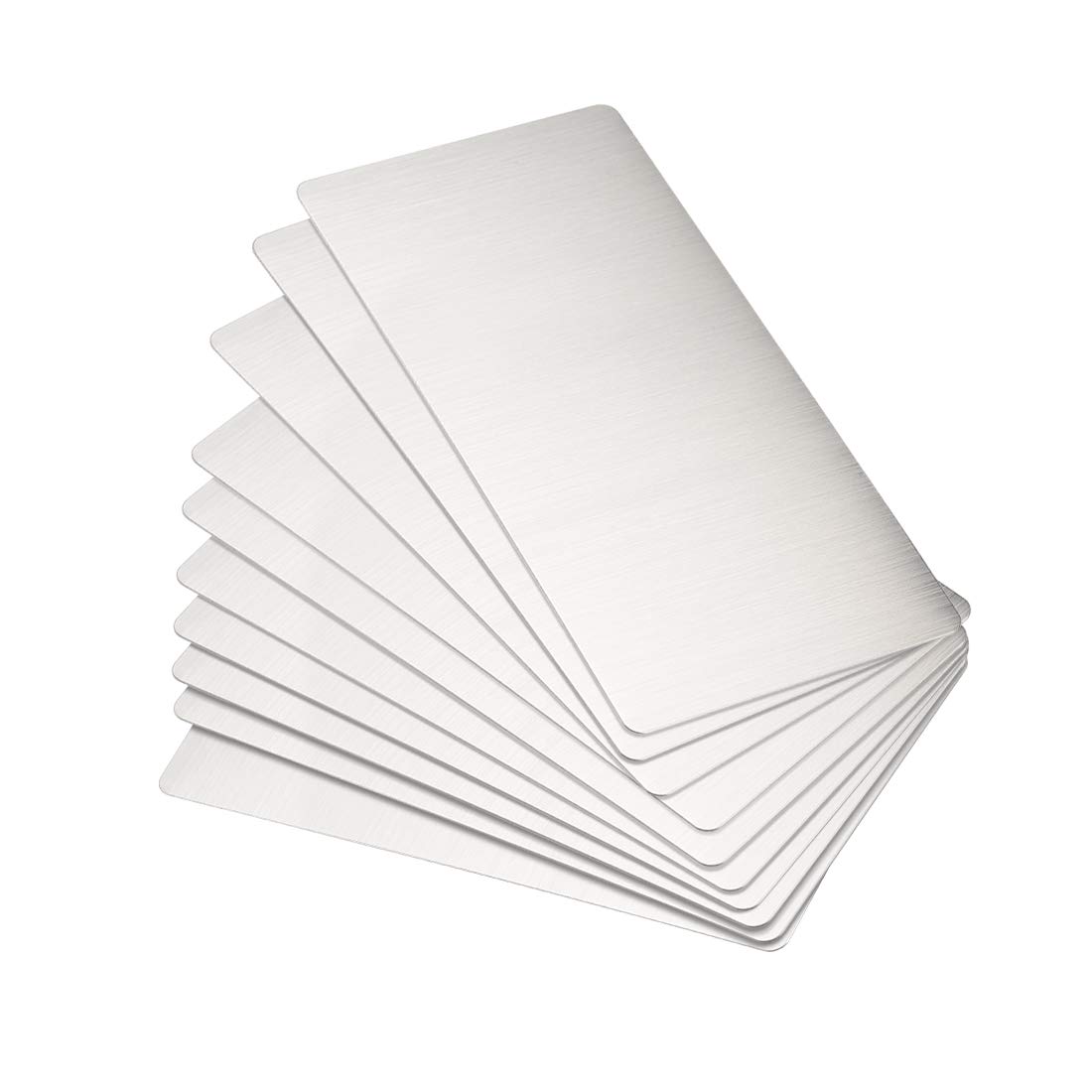 sourcing map Blank Metal Card 80x40x0.4mm Brushed 201 Stainless Steel Plate for DIY Laser Printing Engraving Silver Tone 15 Pcs