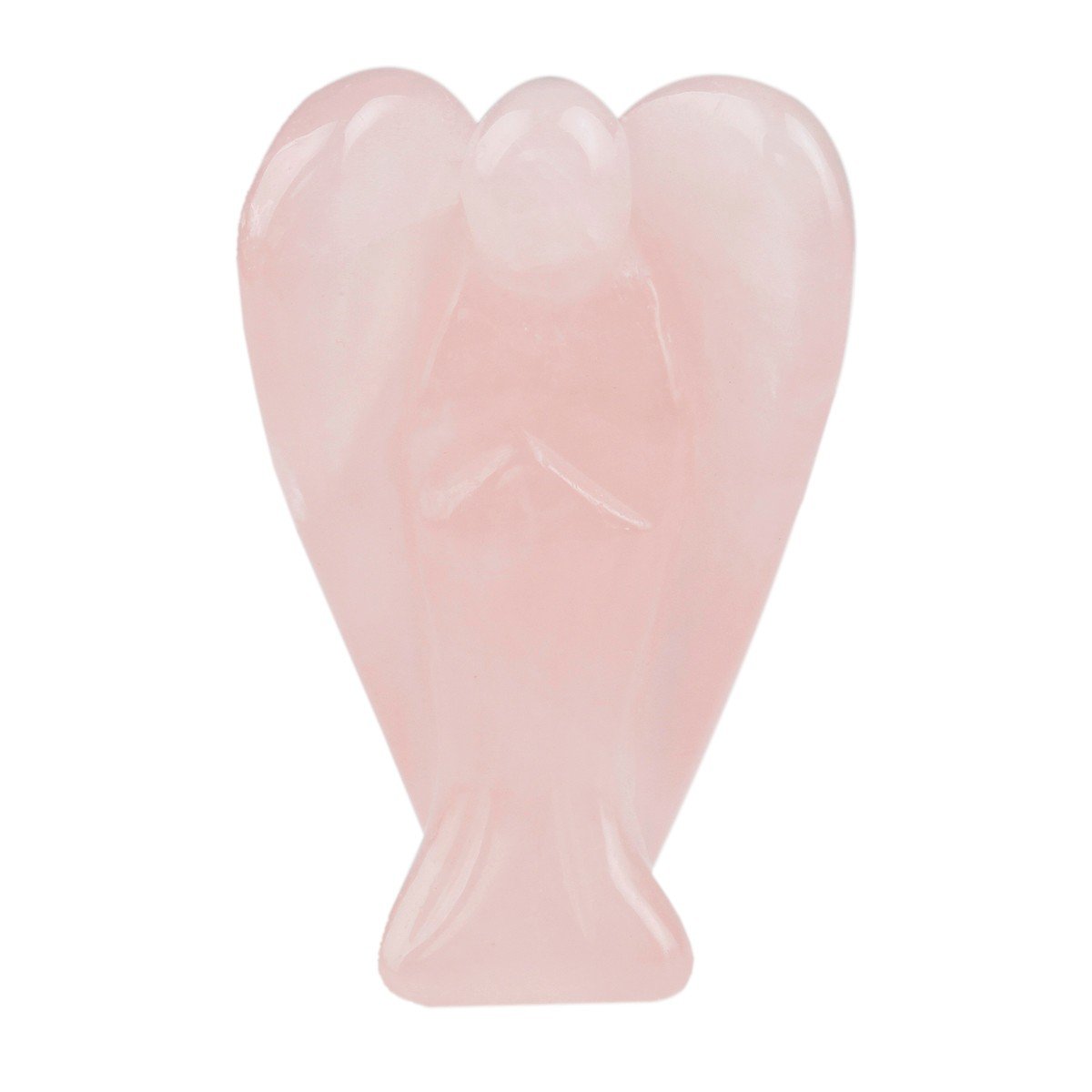 Shanxing Pocket Guardian Angel Crystal Gemstone Carved Mini Figurine Statue Ornament Decoration 1.5 inch,Rose Quartz