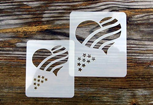 USA Flag Heart Face Painting Stencils 1 x Adult Size, 1 x Child Size, 190micron Washable Reusable Mylar
