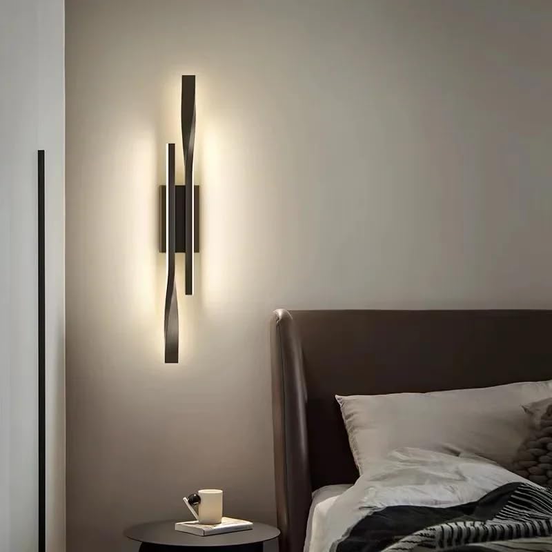 Comely Modern LED Wall Lights Indoor, 16W Wall Lamp Warm White 3000K, Black Wall Sconce Lights for Bedroom Living Room Corridor Hallway Stairs