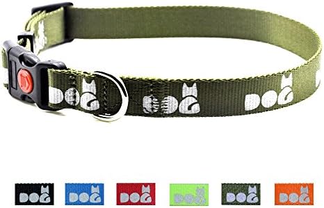 Enthun Water Repellent Nylon Dog Collar,Adjustable Collar with 3M Reflective Pattern and Safety Lock Buckle from Accidentally Breaking, Available in 4 Sizes and 6 Colors. (S, Navy)