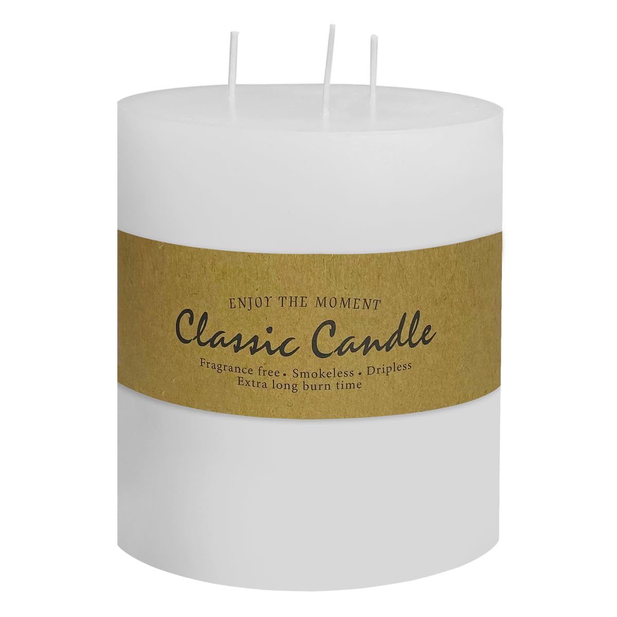 Photo 1 of 3 Wick White Extra Large Pillar Candle, 6" x 6", Unscented, Dripless, Smokeless, and Clean-Burning. Approx. 120 Hours of Burn Time. Perfect for Weddings, Dinners, Christmas and Home Decor