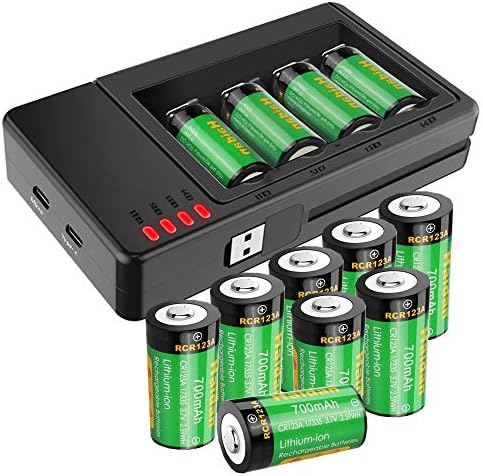 RCR123A Rechargeable Batteries and Charger, Haidan 12-Pack 3.7V 700mAh Li-ion Battery for Arlo VMS3030/3230/3330/3430/3530 Security Cameras
