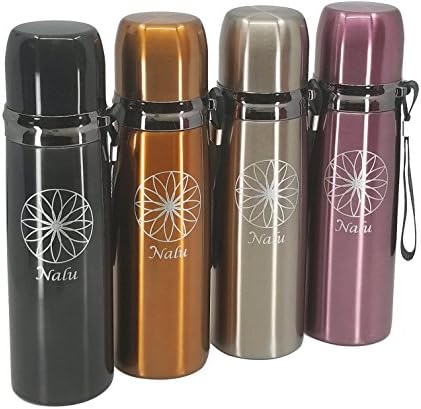 Nalu Sleek Stainless Steel Vacuum Insulated Thermos &amp; Hydro Water Bottle | Wide Mouth Personal Flask | 24 Hours Cold &amp; 12 Hours Hot | BPA Free Clickable Pour Spout | 18oz