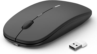 Anmck Wireless Silent Mouse 1600 DPI 2.4G USB Rechargeable Slim Mice