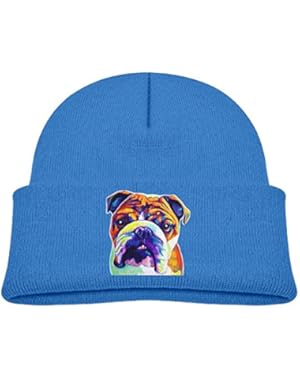 Kids Cool Cute Bulldog colorful Design Casual Flexible Winter Knit Hats/Ski Cap/Beanie/Skully Hat Cap