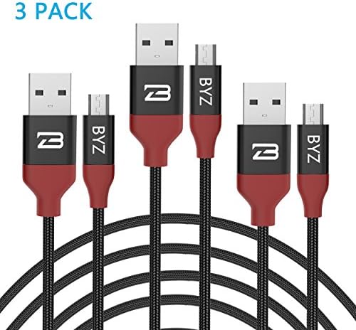 Marvotek USB Cable, 6 ft USB 2.0 to Micro USB Cable Braided, Quick Charge and High Speed Data Sync for Android Smartphone, Samsung Galaxy, HTC, Motorola, Nokia (Black+Red)