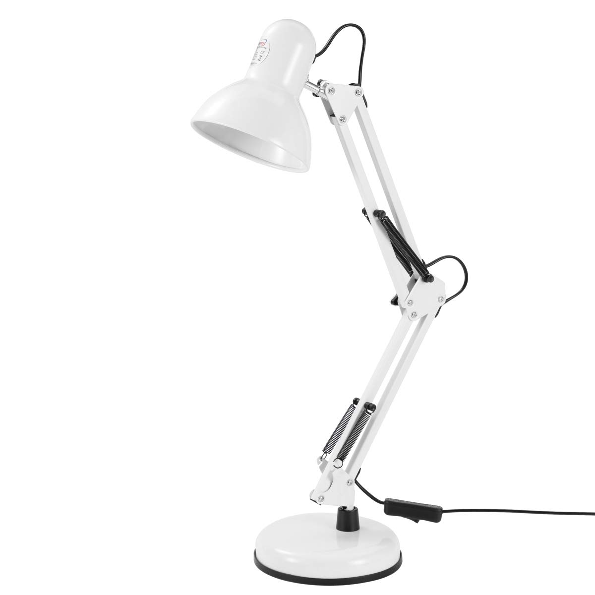 LED Desk Lamp, KATSU E27 Bulb Socket Classical Clamp on Adjustable Swing Arm Table Lamp, Flexible Desk Light for Office Table Reading Working Crafts Painting and More, White 475198