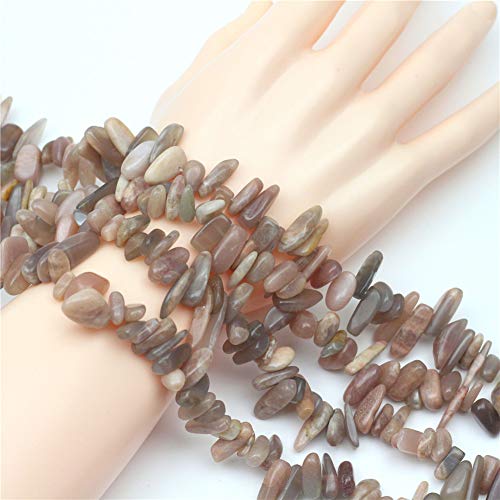 Oameusa Agate Chips 8-20mm Pink Moonstone Agate Beads Round Beads Gemstone Beads Loose Beads Agate Beads for Jewelry Making 15" 1 Strand per Bag-Wholesale