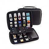 Large Carrying Portable Case With 23 Elastic Bands For Cables, GPS Cases, USB Sticks, Hard Drive, Memory Cards Black EVA Drive, Memory Cards Black EVA