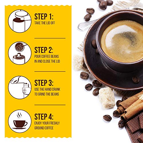 Wakeup! Hand-Kaffeebohnenmühle mit einstellbarer Grobheit für Zuhause, Reisen und Camping - Edelstahl konische… – Bild 6