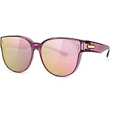 Meeloog Over Glasses Sunglasses for Women Polarized Stylish Large Shades Cover Glass Women Cateye Round UV400 for Driving