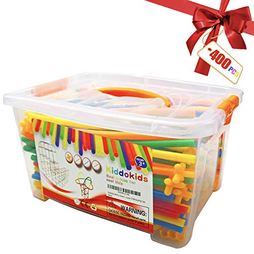Kiddokids 400 Pcs Straw Constructor STEM Building Construction Toys for Kid Year Old Christmas Gift