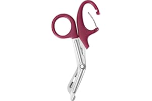 MOVOCA Trauma Shears with Carabiner - 7.5" Medical Scissors with Non-Stick Blades, Premium Quality Stainless Steel Bandage Scissors for Doctors, Nurses, Nursing Students, EMT, EMS (Burgundy-1 Pack)