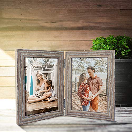 Lavezee 2 Pack 5x7 Double Hinged Picture Frame Displays 5 by 7 Inch