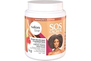 Salon Line - Linha SOS Cachos (Oleo de Ricino e Queratina) - Creme para Pentear 1 Kg - (SOS Curls (Castor Oil and Keratin) Collection - Combing Cream Net 35.27 Oz)