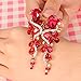 BriLove Women's Bohemian Boho Crystal Wedding Bridal Multiple Teardrop Chandelier Long Dangle Earrings Gold-Tone Ruby Color