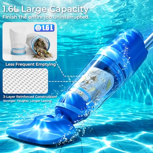 Pool Vacuum for Above Ground Pool, 1427 GPH Powerful Stable Suction, Telescopic photo 8