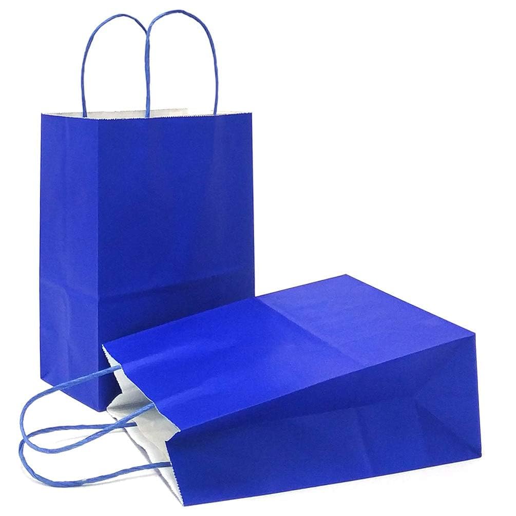 AZOWA Royal Blue Gift Bags Medium Size Kraft Paper Bags With Handles Set of 25 (27 x 22 x 11 CM, Royal Blue) — image 1