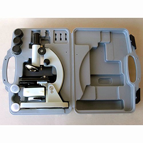 AmScope M60C-ABS-PS25-WM Beginner Microscope Kit, Mirror Illumination, WF10x and WF20x Eyepieces, 40x-1000x Magnification, Includes Case, Set of 25 Prepared Slides, and Book