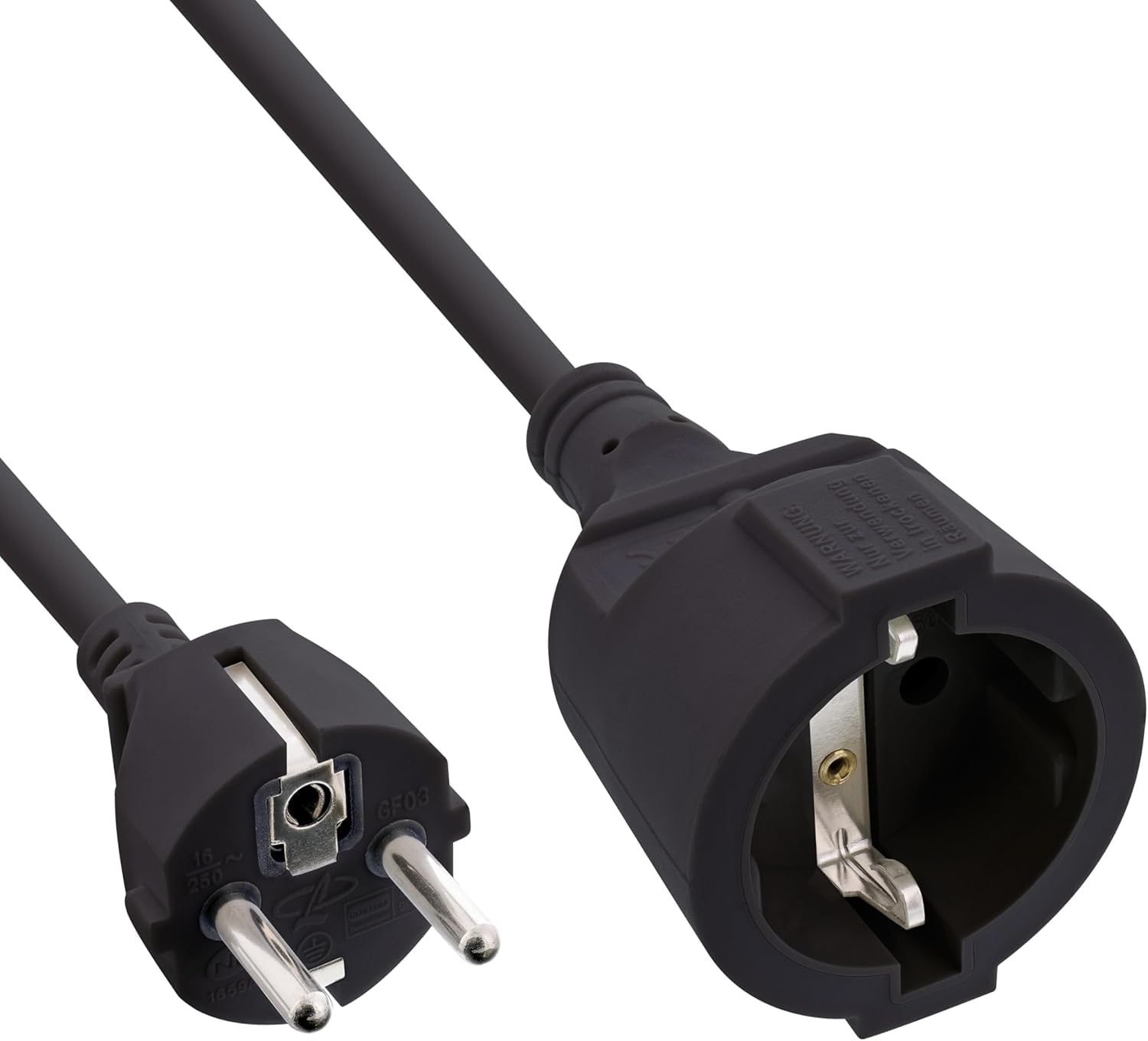 InLine Protective Contact Extension Cable with Child Lock Plug Socket (7 m) Black