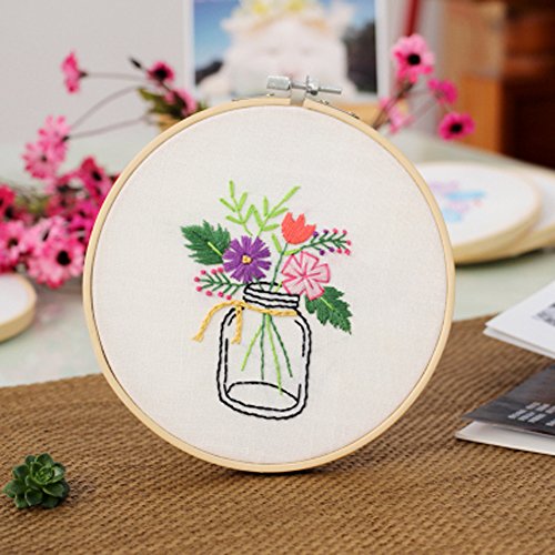 Cross Stitch Stamped Embroidery Kit - Eafior DIY Beginner Counted Starter Cross Stitch Kit for Art Craft Handy Sewing Including Color Pattern Embroidery Cloth,Embroidery Hoop,Color Threads,Tools Kit