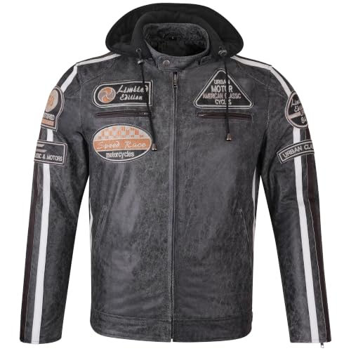 Urban Leather Motorbike Jackets For Men 58 GENTS | Lambskin Leather Motorcycle Jacket | CE Approved Remouvable Armour for Back, Shoulders and Elbows