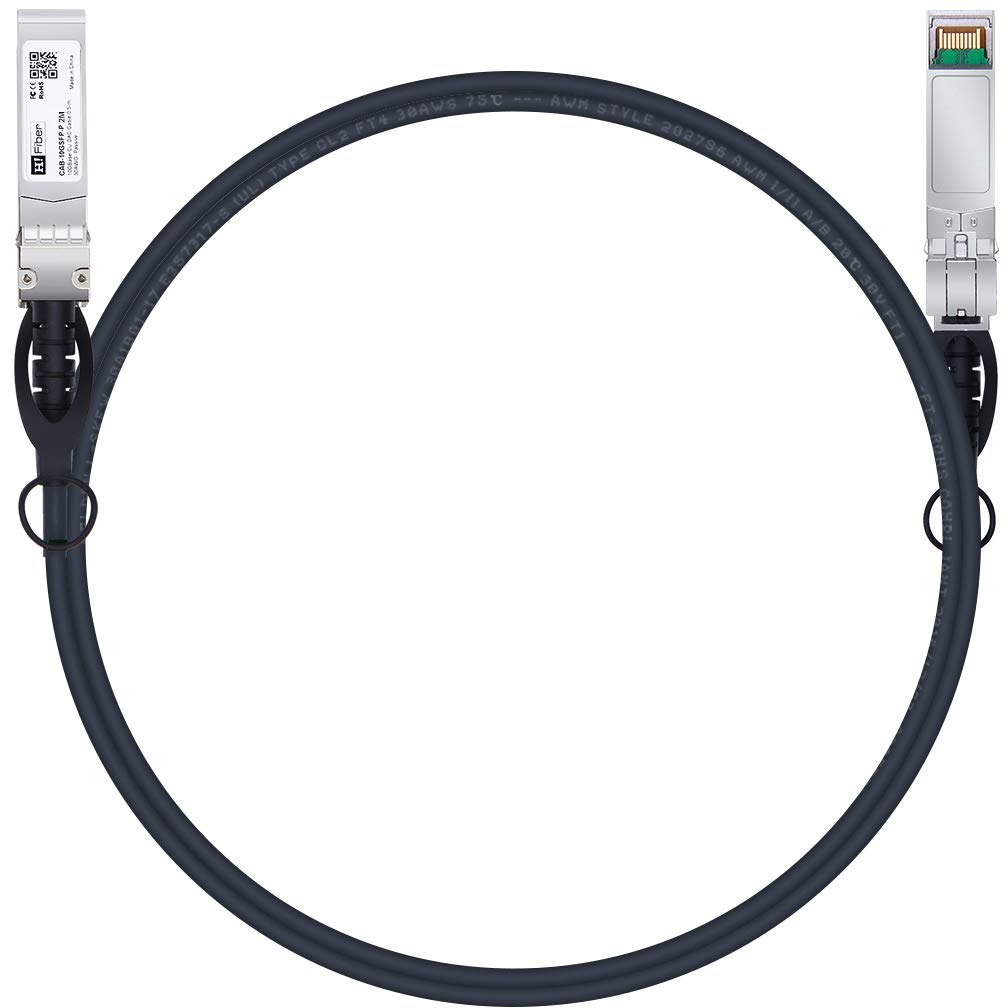 H!Fiber.com 10Gb/s SFP+ DAC cable, 2-meter (6.6ft), 10GBase-CU passive direct copper Twinax SFP+ cable, for Cisco SFP-H10GB-CU2M, Ubiquiti,Netgear and Other Open Switches and NIC