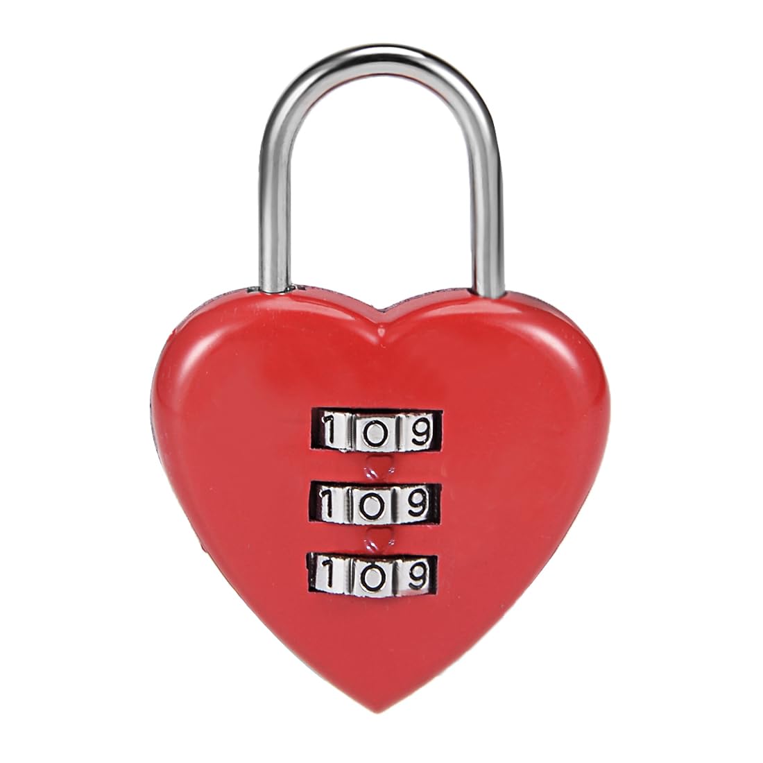 Sourcingmap 3 Digit Combination Padlock, 3mm Shackle, Zinc Alloy Lock Heart Shaped, Red