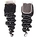RECOOL 10A Brazilian Hair Loose Deep Wave Bundles with Closure Real Hair 100% Human Hair Extensions Natural Color Ocean Wavy Hair Extensions(12 14 16+10)