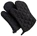 DII Basic Terry Collection 100% Cotton Quilted, Oven Mitt, Black, 2 Piece