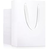 EUSOAR Small White Gift Wrap Bags, 50 Pack 5.9x2.3x7.8 inches Shopping Bags with Handles Bulk, Party Favor Wrapping Bags for Wedding, Craft Grocery, Boutique, Merchandise, Retail, Business