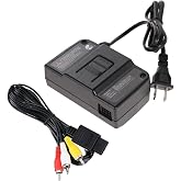 Replacement AC Adapter Power Supply and AV Composite Video Cable Cord Compatible with Nintendo 64 / N64