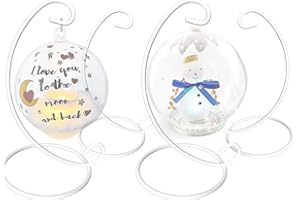 BANBERRY DESIGNS Ornament Display Stands - White Metal - 11" High - Christmas Ornament Terrarium Holder Glass Globe - Set of 4