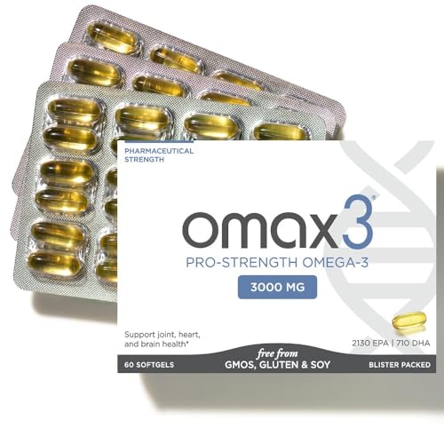 Omax3 Professional Strength Ultra-Pure Omega-3 Fish Oil - 1000 mg - Maximum Joint & Muscle Support - EPA DHA - NSF Certified - 60 Softgel Blister Pack
