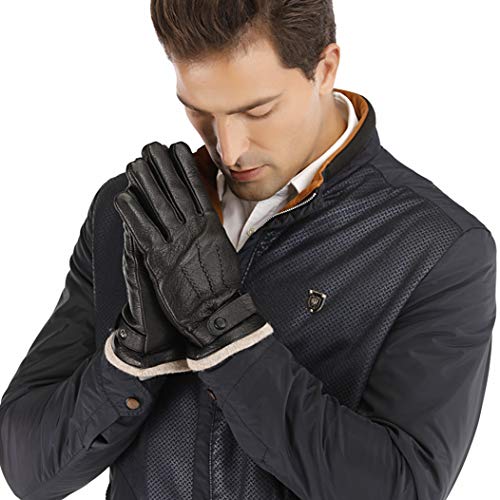 Mens Genuine Leather Gloves Winter - Acdyion Touchscreen Cashmere/Wool Lined Warm Dress Driving Gloves (Black, Medium) - Thumbnail 4