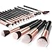 Ammiy Lospu HY 18-Piece Rose Golden Makeup Brushes Wood Handle Kabuki Makeup Brush Set