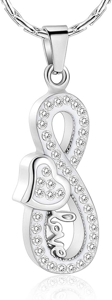 Cremation Jewlery for Ashes Infinity Heart Memorial Pendant Urn Necklace Ashes Holder Inlay Crystal Keepsake for Loved One