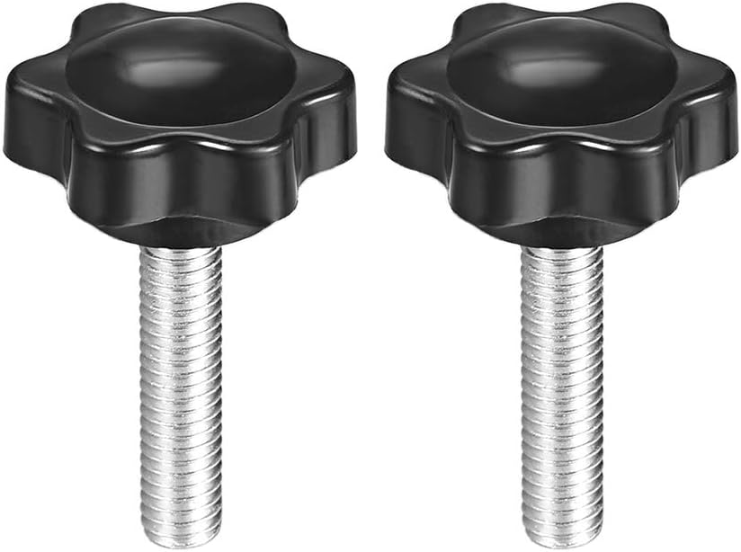 uxcell Clamping Handle Screw Knobs Handle Star Knob M6 x 26mm Male Thread 2pcs, Black, M6x26mm