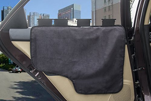 E-JOY Pet Car Door Cover, Car Back Seat Door Protector for Dog. E-JOY [2 Pack] Waterproof Machine Washable - Flexible Plastic Tabs or Velcro Attach for Car, Truck and SUV - Black