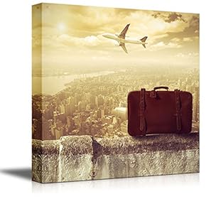 Concept of Travel by Airplane (Travel Vintage Suitcase) Wall Decor
